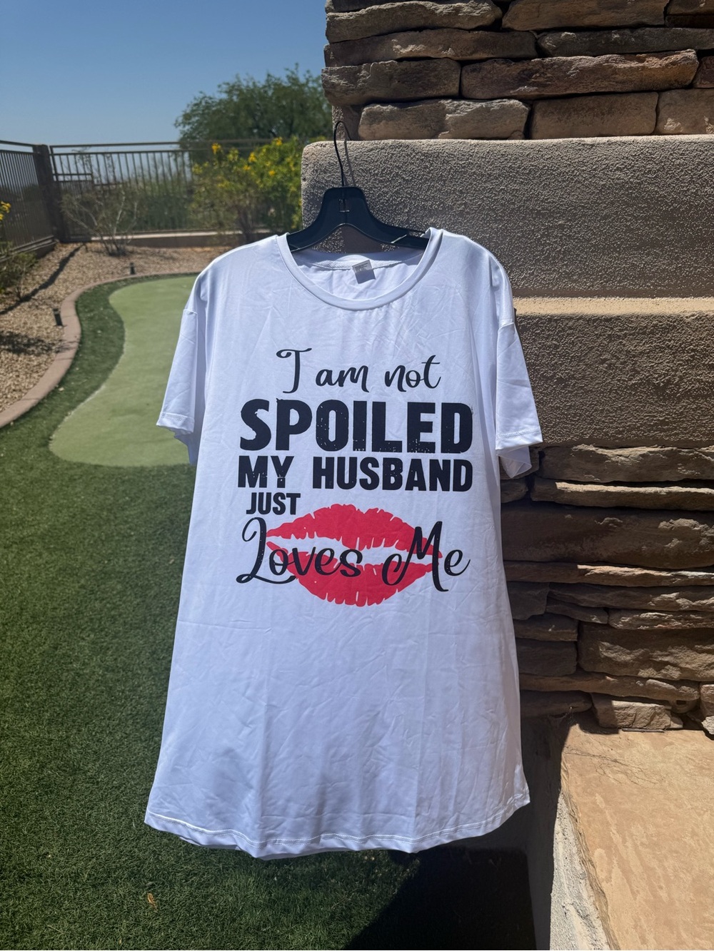 White Graphic Tee - I Am Not Spoiled My Husband Just Loves NEW, women size large